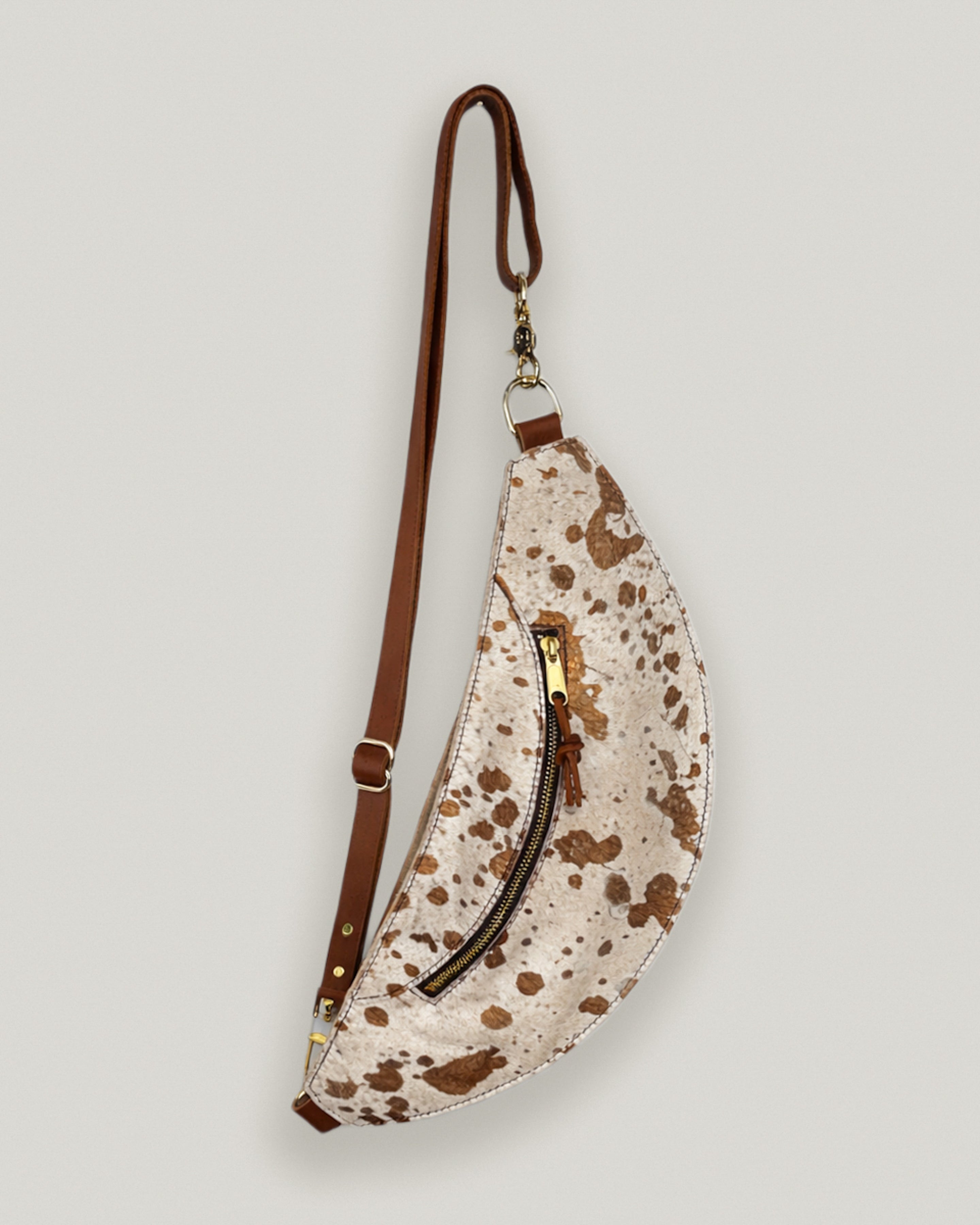 Rellebee Classic Sling hair-on-hide crossbody bag with adjustable leather strap