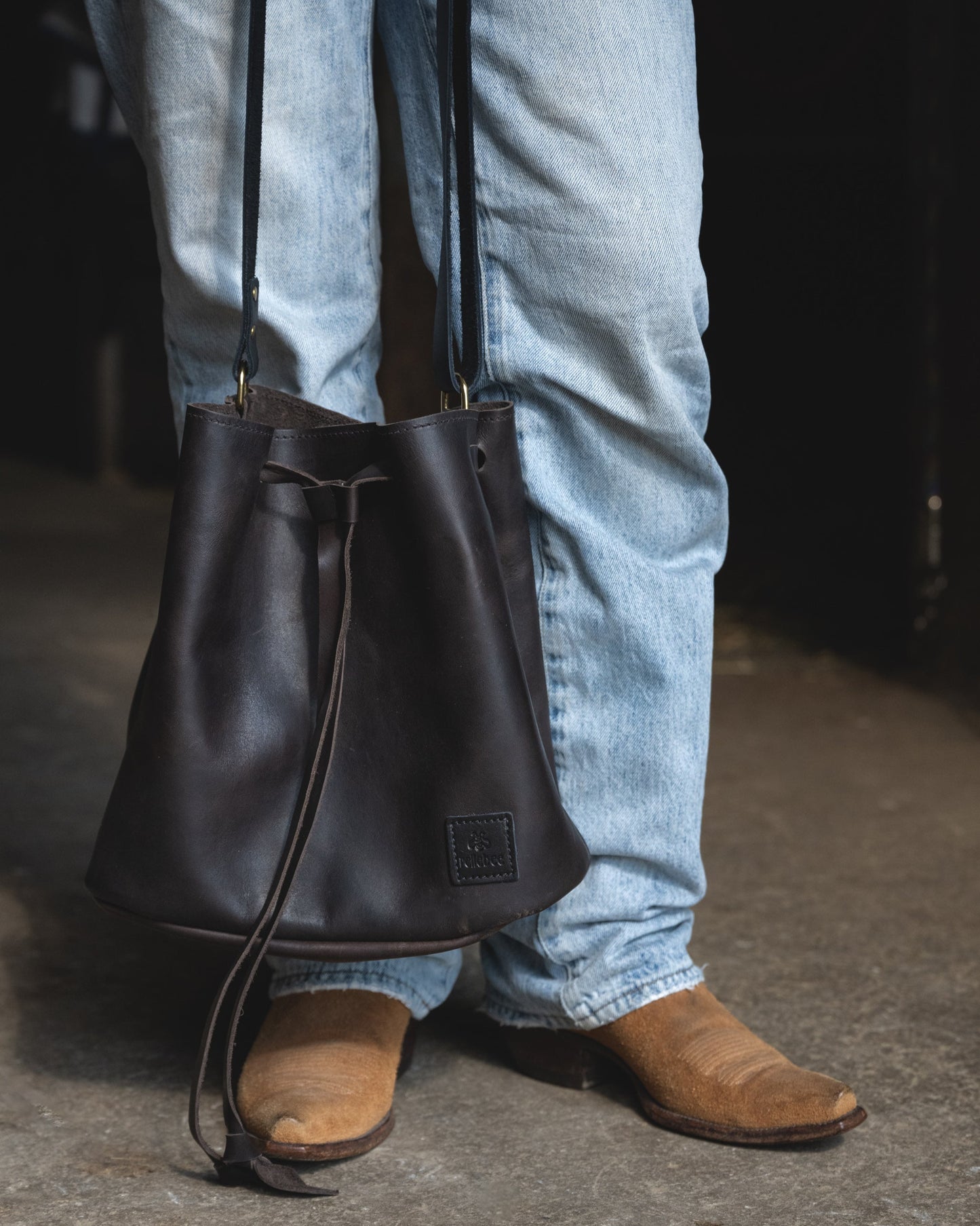 Bucket Bag: Chestnut Brown, Jet Black and Guernsey