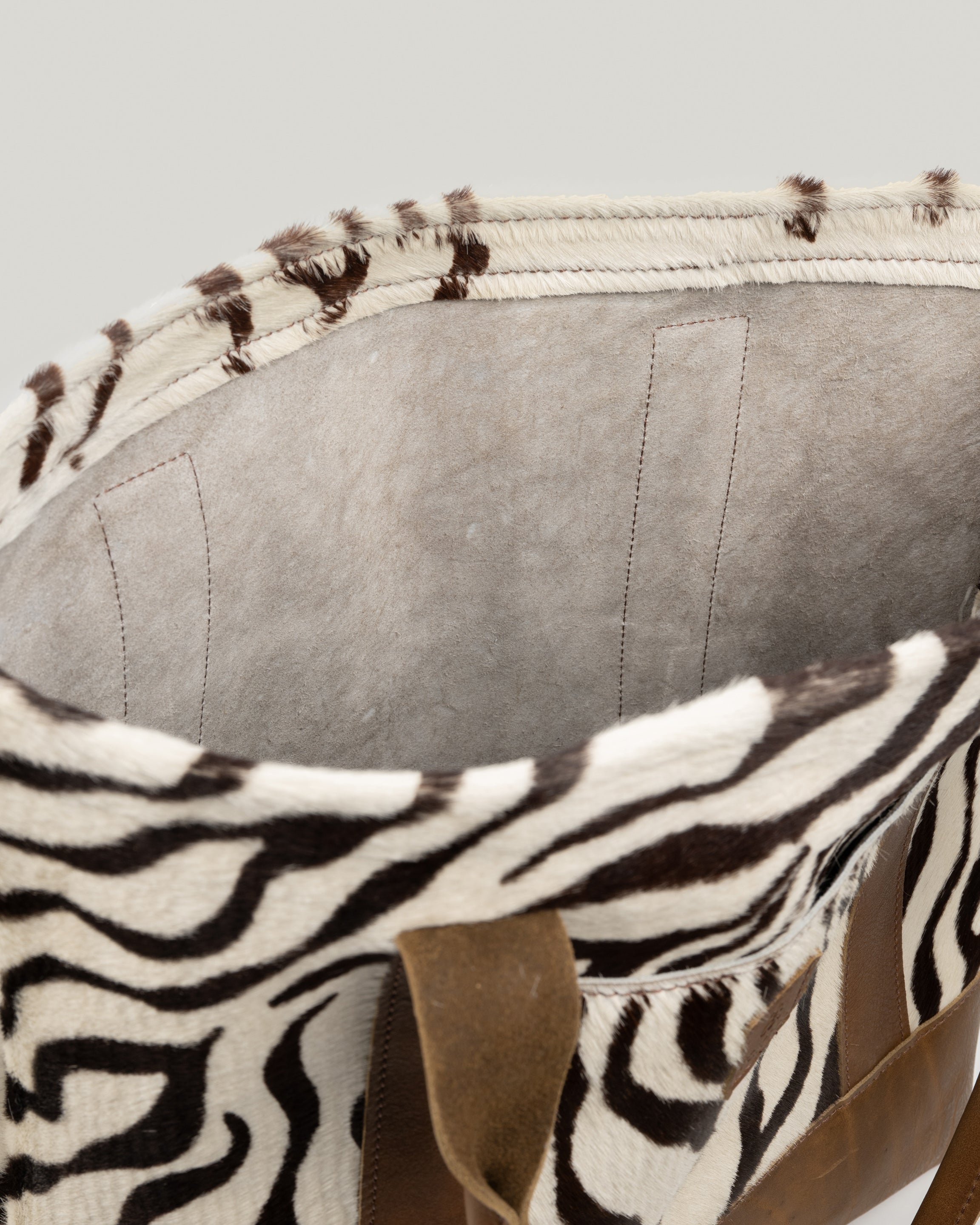 Interior view of the Berkshire leather tote showing roomy open compartment