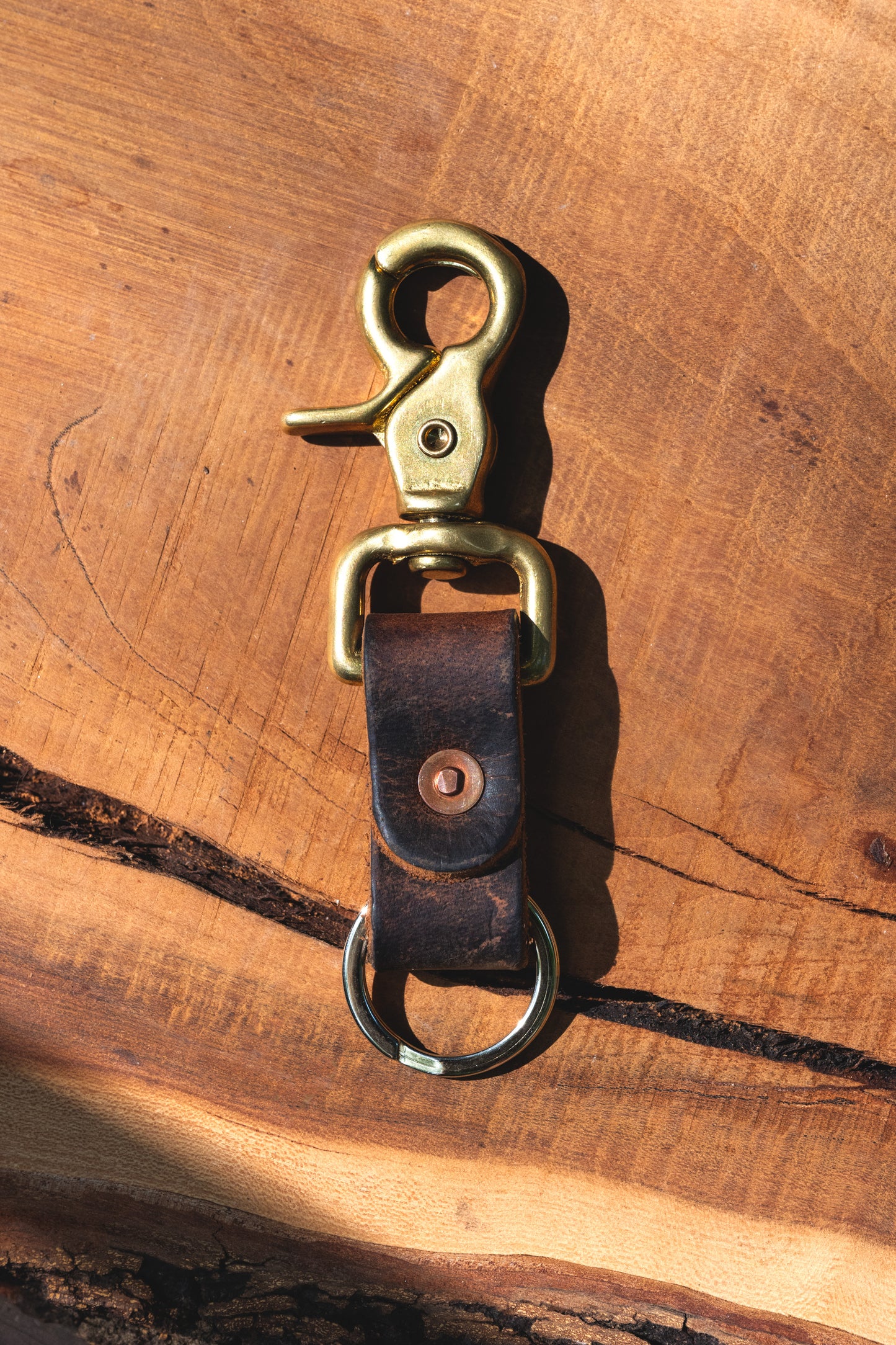 Brass Key Ring: Full Grain Buffalo Hide