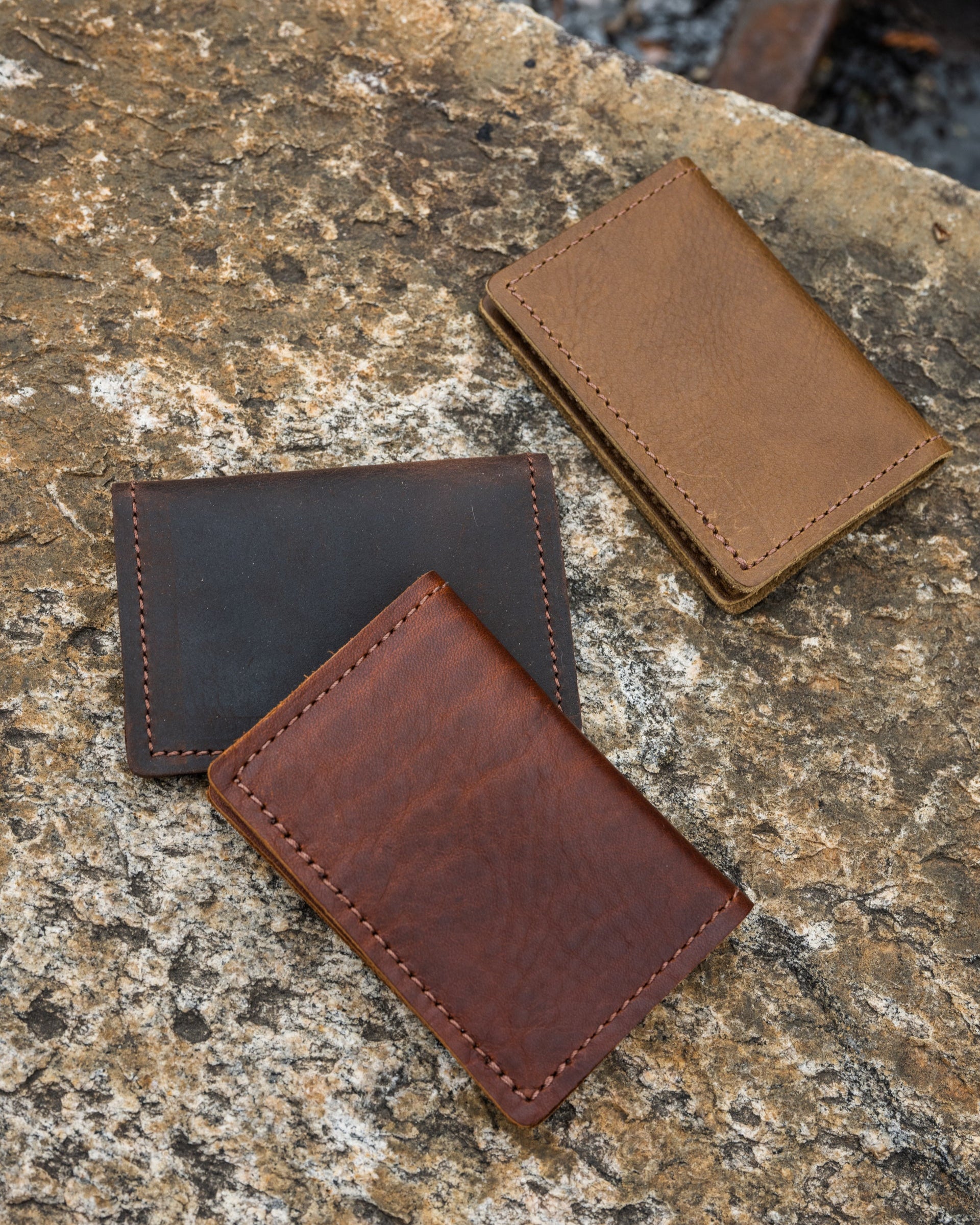 Top view of the minimalist wallet in assorted colours
