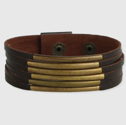 Six Bar Leather Bracelet