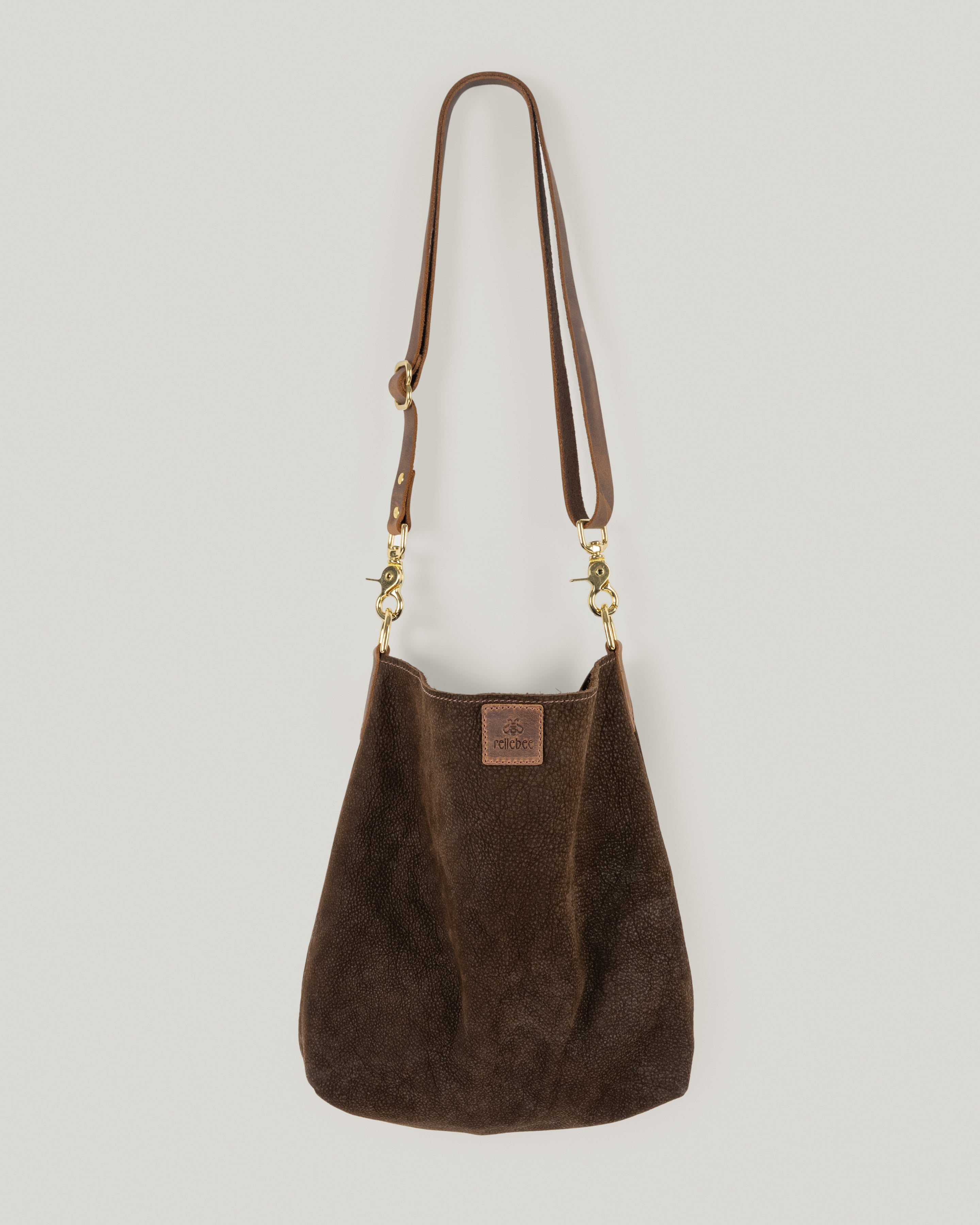 Rellebee Slouch crossbody bag in soft Italian pebbled leather with adjustable leather strap