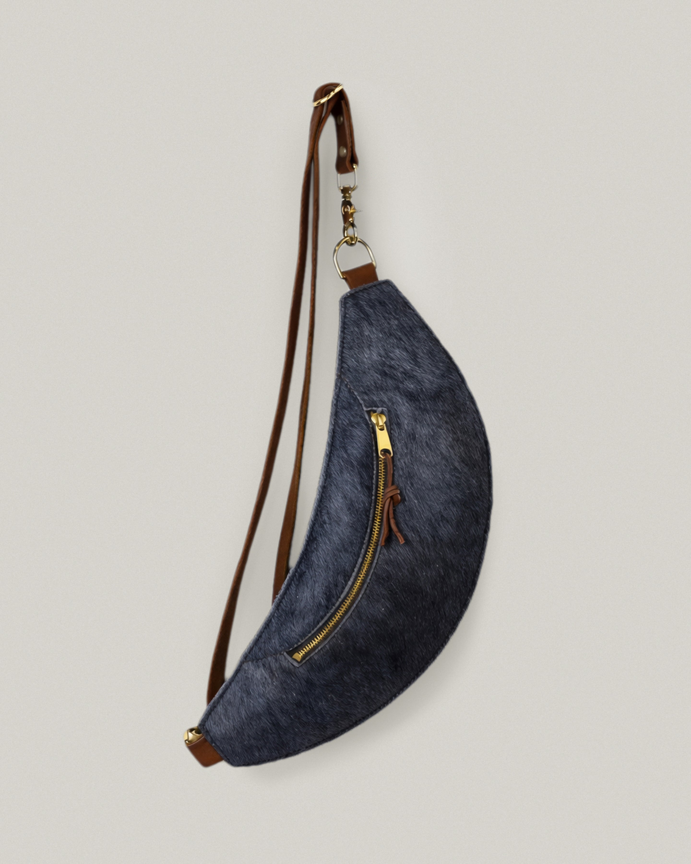 Rellebee Classic Sling hair-on-hide crossbody bag with adjustable leather strap