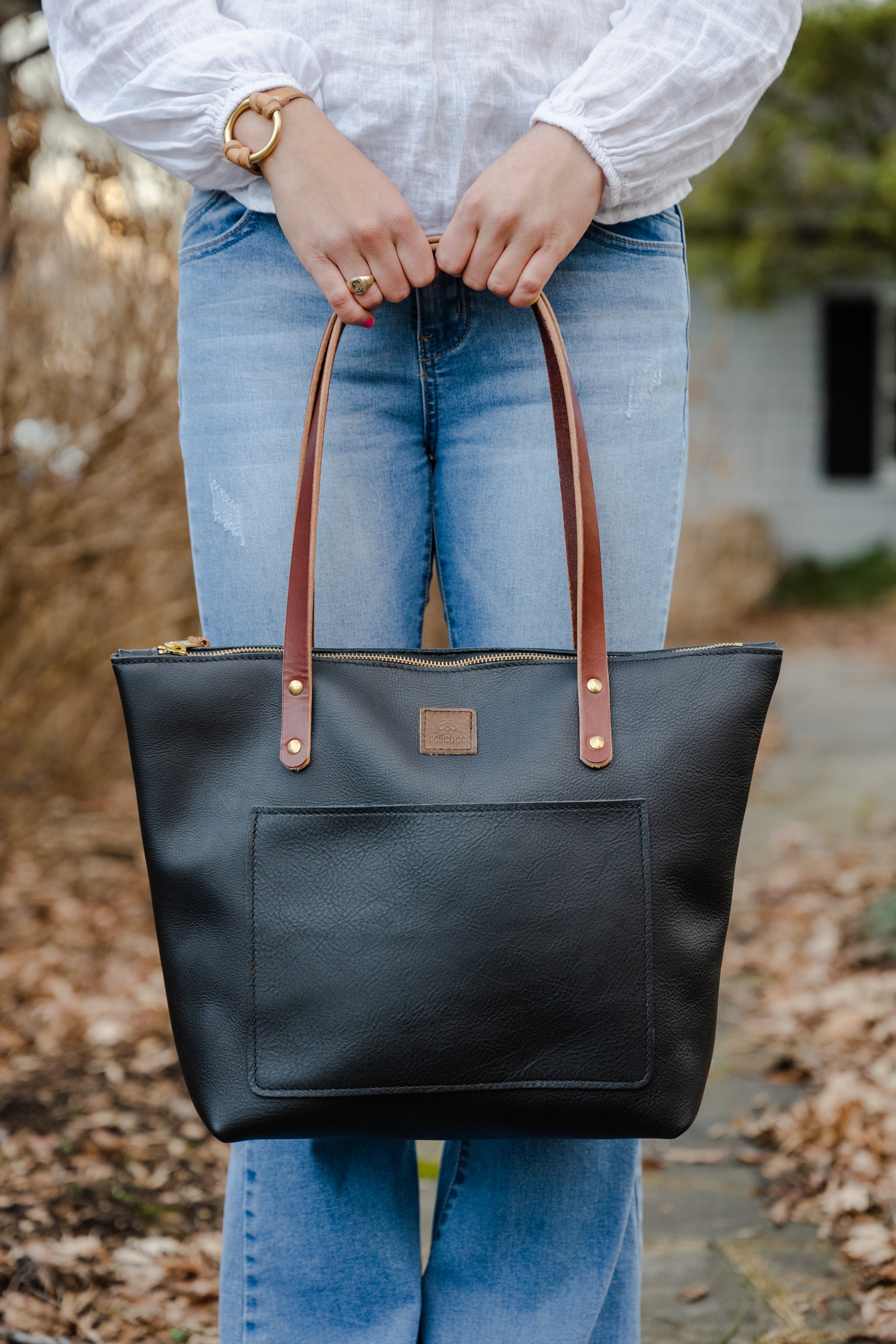 The Everyday Tote: Matte Black Hide