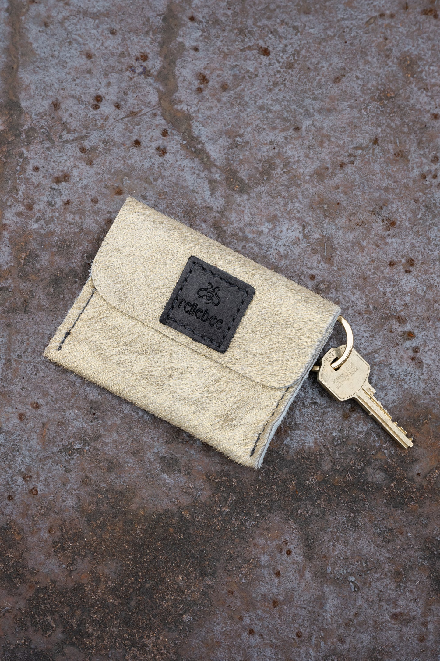 Key Ring Snap Wallet: Butter Gold Hair on Hide