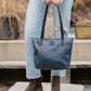 The Little Tote: Speckled Paint and Indigo Blue Hide